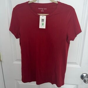 Calvin Klein Jeans Women's Short Sleeve Crewneck Tee - Deep Red